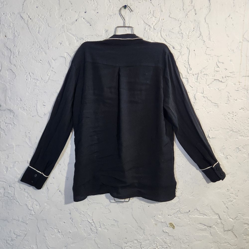 Maria Cher contrast minimalist black white top blouse size 2 - Picture 2 of 13